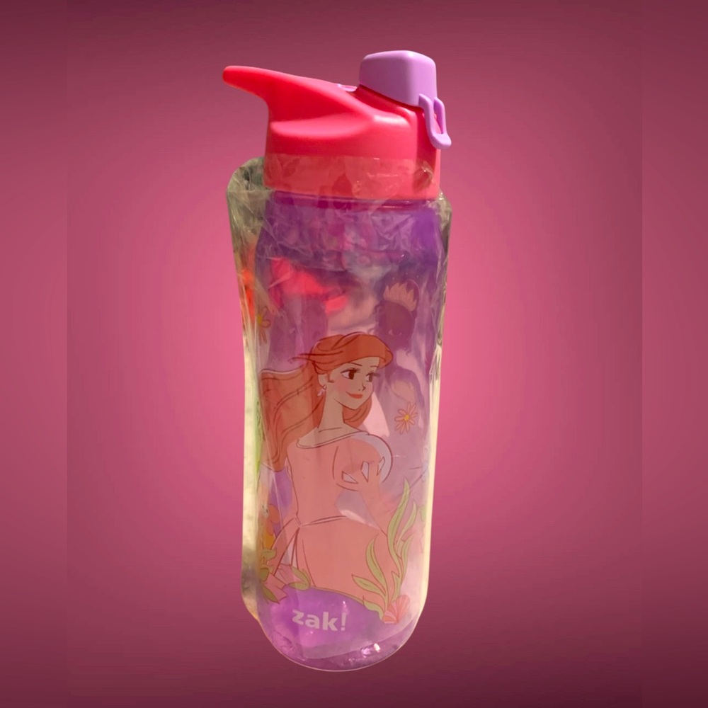 NEW Zak Designs Disney Princess Sip Water Bottle w/Carry Loop 16 oz Sippy Cup